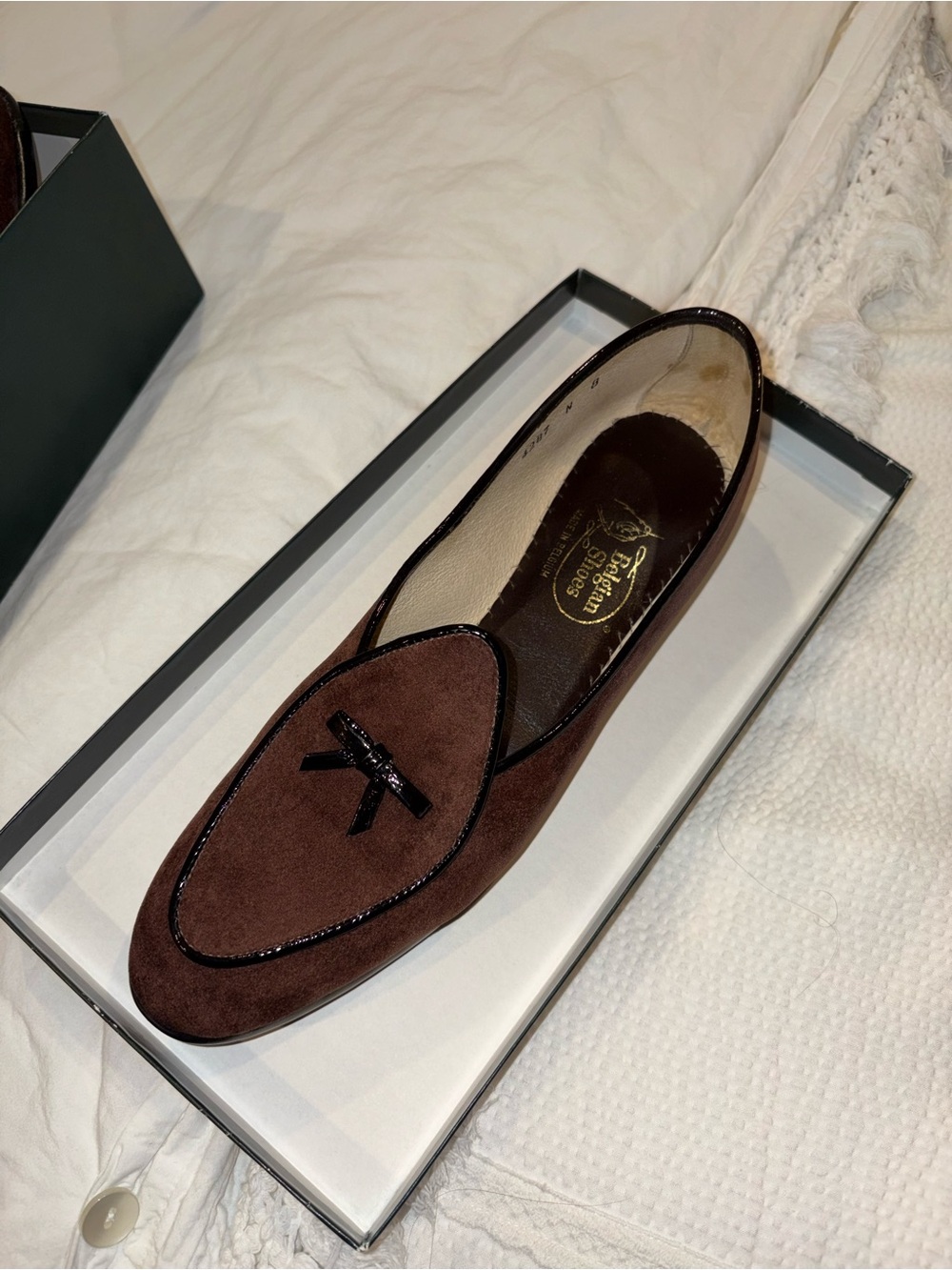 Belgian Shoes Midinette Slipper Brown Velvet Loafer